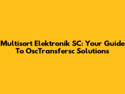 Multisort Elektronik SC: Your Guide To OscTransfersc Solutions