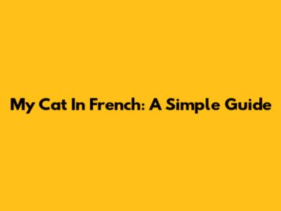 My Cat In French: A Simple Guide
