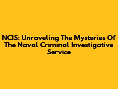 NCIS: Unraveling The Mysteries Of The Naval Criminal Investigative Service