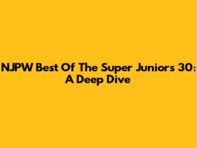 NJPW Best Of The Super Juniors 30: A Deep Dive