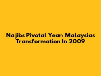 Najib's Pivotal Year: Malaysia's Transformation In 2009