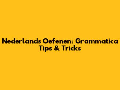 Nederlands Oefenen: Grammatica Tips & Tricks