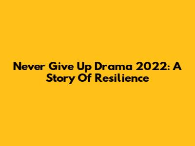 Never Give Up Drama 2022: A Story Of Resilience