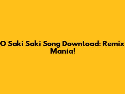 O Saki Saki Song Download: Remix Mania!