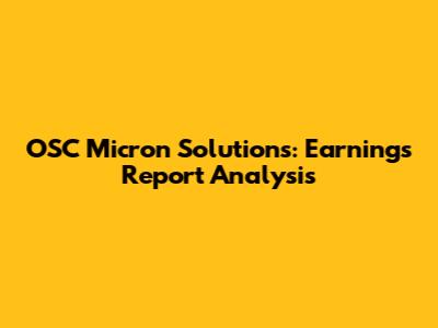 OSC Micron Solutions: Earnings Report Analysis