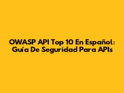 OWASP API Top 10 En Español: Guía De Seguridad Para APIs
