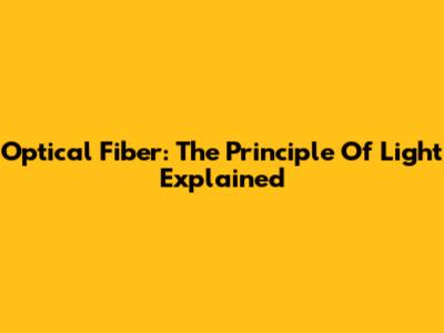 Optical Fiber: The Principle Of Light Explained