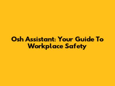Osh Assistant: Your Guide To Workplace Safety
