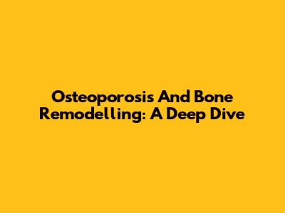 Osteoporosis And Bone Remodelling: A Deep Dive