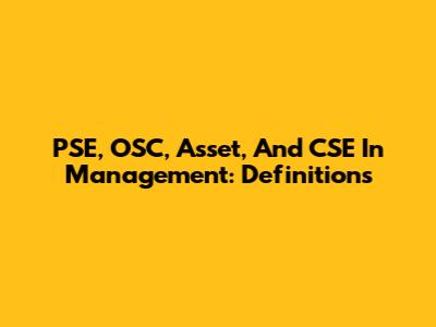 PSE, OSC, Asset, And CSE In Management: Definitions