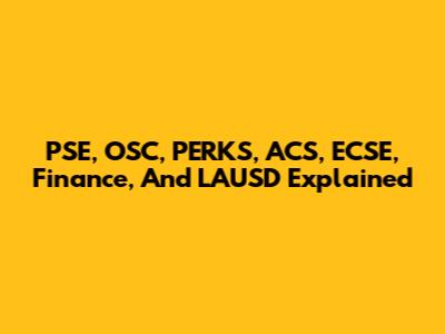 PSE, OSC, PERKS, ACS, ECSE, Finance, And LAUSD Explained