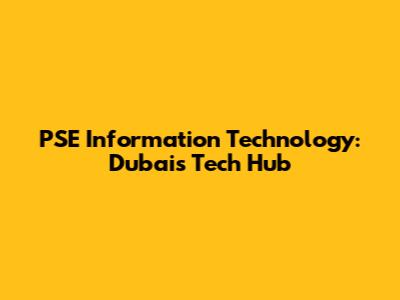 PSE Information Technology: Dubai's Tech Hub