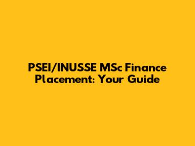 PSEI/INUSSE MSc Finance Placement: Your Guide