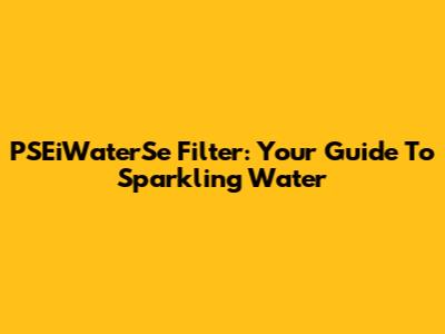 PSEiWaterSe Filter: Your Guide To Sparkling Water
