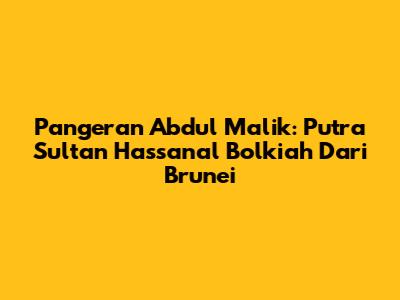 Pangeran Abdul Malik: Putra Sultan Hassanal Bolkiah Dari Brunei