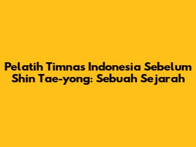 Pelatih Timnas Indonesia Sebelum Shin Tae-yong: Sebuah Sejarah