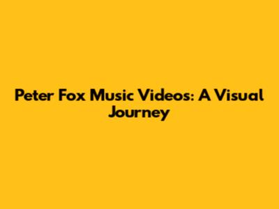 Peter Fox Music Videos: A Visual Journey