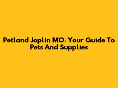 Petland Joplin MO: Your Guide To Pets And Supplies