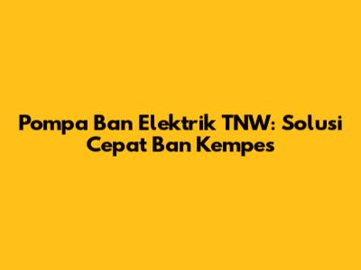 Pompa Ban Elektrik TNW: Solusi Cepat Ban Kempes