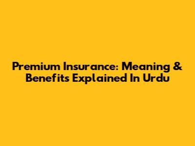 Premium Insurance: Meaning & Benefits Explained In Urdu