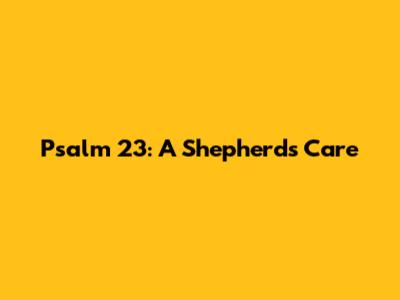 Psalm 23: A Shepherd's Care