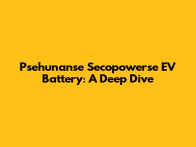 Psehunanse Secopowerse EV Battery: A Deep Dive