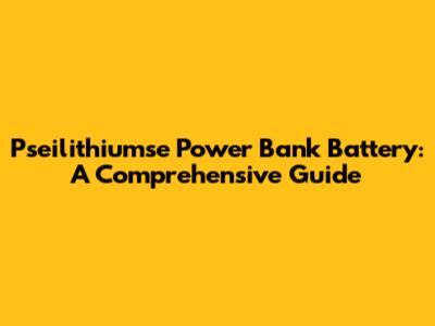 Pseilithiumse Power Bank Battery: A Comprehensive Guide