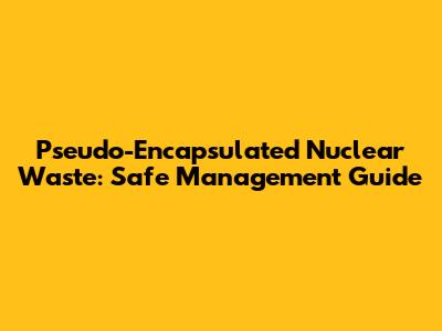 Pseudo-Encapsulated Nuclear Waste: Safe Management Guide