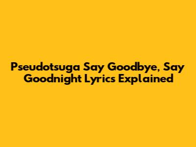 Pseudotsuga Say Goodbye, Say Goodnight Lyrics Explained