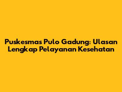 Puskesmas Pulo Gadung: Ulasan Lengkap Pelayanan Kesehatan