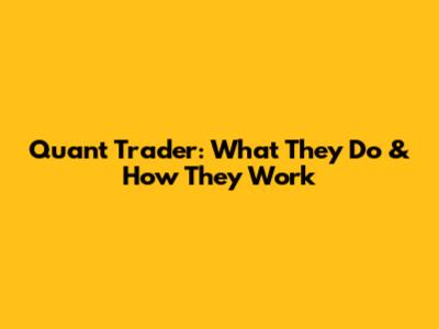 Quant Trader: What They Do & How They Work