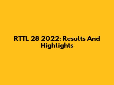 RTTL 28 2022: Results And Highlights