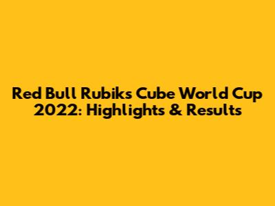 Red Bull Rubik's Cube World Cup 2022: Highlights & Results