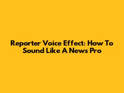 Reporter Voice Effect: How To Sound Like A News Pro