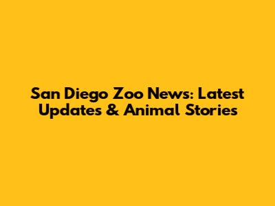 San Diego Zoo News: Latest Updates & Animal Stories