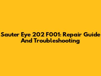 Sauter Eye 202 F001: Repair Guide And Troubleshooting