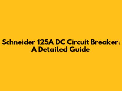 Schneider 125A DC Circuit Breaker: A Detailed Guide