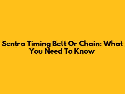 Sentra Timing Belt Or Chain: What You Need To Know