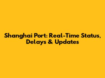Shanghai Port: Real-Time Status, Delays & Updates