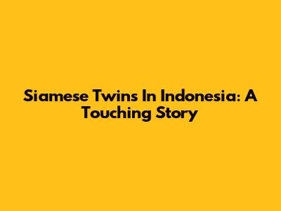Siamese Twins In Indonesia: A Touching Story