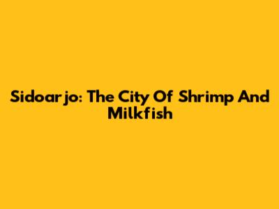 Sidoarjo: The City Of Shrimp And Milkfish