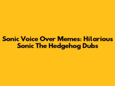 Sonic Voice Over Memes: Hilarious Sonic The Hedgehog Dubs