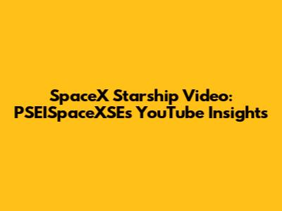 SpaceX Starship Video: PSEISpaceXSE's YouTube Insights
