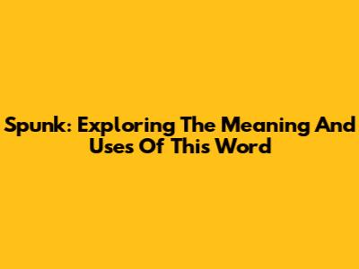 Spunk: Exploring The Meaning And Uses Of This Word