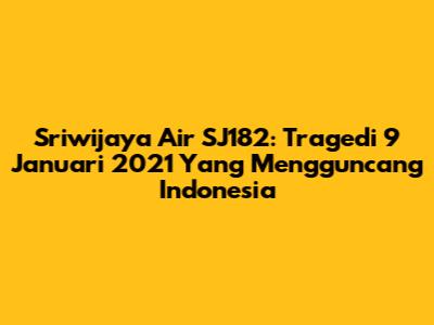 Sriwijaya Air SJ182: Tragedi 9 Januari 2021 Yang Mengguncang Indonesia