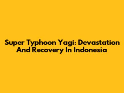 Super Typhoon Yagi: Devastation And Recovery In Indonesia
