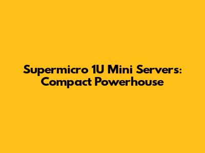 Supermicro 1U Mini Servers: Compact Powerhouse