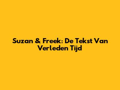Suzan & Freek: De Tekst Van 'Verleden Tijd'