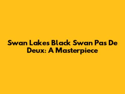Swan Lake's Black Swan Pas De Deux: A Masterpiece