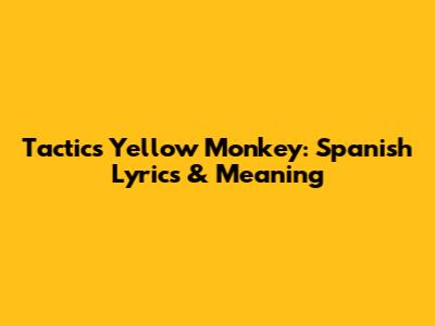 Tactics Yellow Monkey: Spanish Lyrics & Meaning